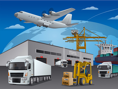 logistics service design digital illustration illustrator logistics realistic transport vector