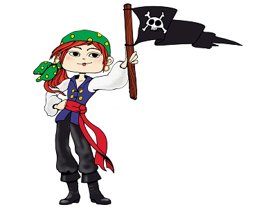 Pirate Girl art kids illustration kids art vector vector art