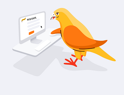 Register! bird falcon illustration orange