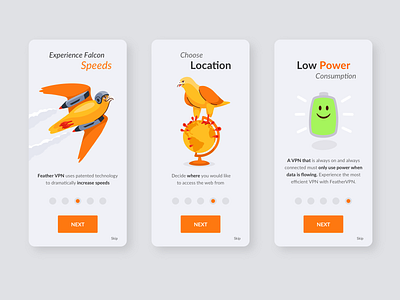 App Design with Illustration - UX and UI app design falcon flat illustration modern orange