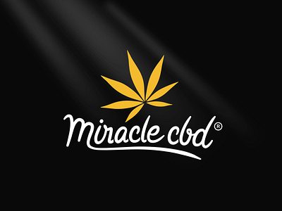 Miracle cbd hand drawn custom typography logo cbd custom lettering ganja hand drawn leaf logo marihuana miracle