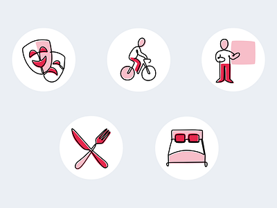 Monoline Icons - Handrawn Lineart culture hand drawn icons lineart monoline red social