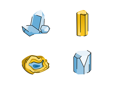Crystals and Minerals - Flat Lineart Icons crystal crystals flag icon lineart minerals