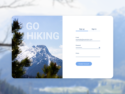 Sign Up [Daily UI - 001] daily 100 challenge daily ui daily ui 001 dailyui dailyui 001 dailyuichallange design hiking mountain mountains photography photos register form registration sign in sign up signup tourism ui ux