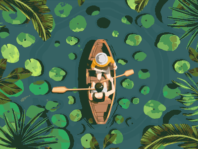 Riding Boat ae after effect ai animation boat creative design dribbble dribbleshot fish illustration leaf motion graphics printerst river trending ui vector