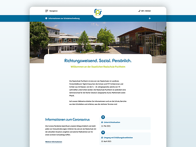 Realschule Puchheim – Website blue clean design digital micro interactions minimalistic mobile mobile first ui web web design website