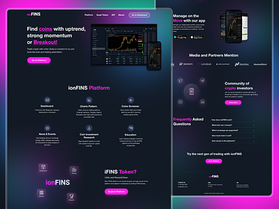 Trading Cryptocurrency Exchange Landing Page Website Concept concept cryptocurrency daily dribbble exchange finance graphic design landing page neon nft platform token trading ui ux