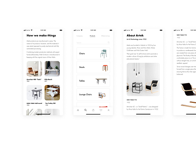 Artek app app design furniture furniture design mobile ui