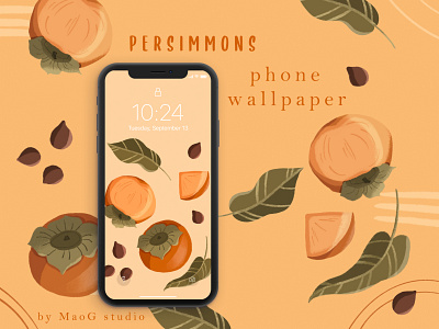 Persimmons Smartphone Wallpaper android branding digital art etsy etsyseller flat design homescreen iphone online store shop smallbusiness wallpaper design