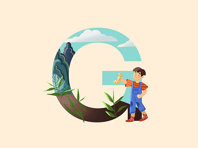 36 Days of Type G art challenge boy character character design children book illustration china digital art etsy flat design ginger graphic art graphic design health herbs illustrationart ipadpro kid letter typography art typography design