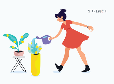 Crowdfunding website character concept flat design girl illustraion modern vector