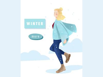 Winter vibes buttons digital art flat design girl illustration snow uidesign web website winter