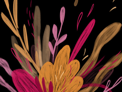 Virtual Garden black design digital drawing dribbble weekly warm up garden illustration leaf orange pink plant texture textures wacom intuos