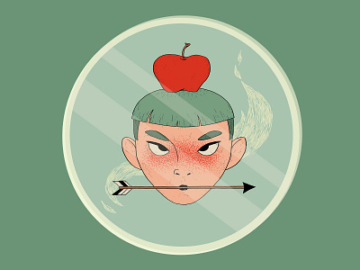 Apple Head apple design digital drawing illustration play off portrait sticker mule wacom intuos