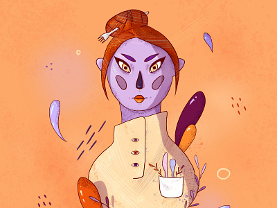 Chef character chef design digital drawing girl character illustration orange portrait purple wacom intuos