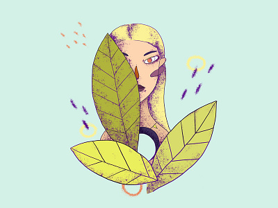 Leafy portrait character design digital drawing girl character illustration portrait turquoise wacom intuos