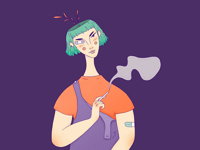 Smoky character design digital drawing girl character illustration orange portrait purple smoke wacom intuos