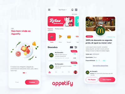 UI Appetify - gastronomy coupons app design illustration interface interface design logo mobile ui ui design web ui design