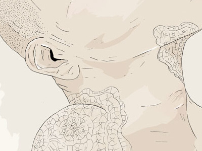 In Lace eyes face illustration ink lace lips mouth neck shaved skin woman