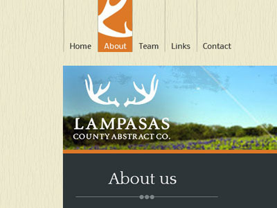 Lampasas Interior Page mock up antlers blue country orange rural tan trees web