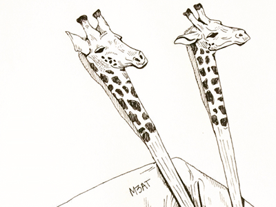 Chopsticks animal artwork chopsticks color eating food giraffe hands head ink line pen