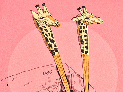 Color version animal chopsticks color draw giraffe hand illustration line pink