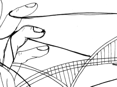 Bridge black and white bridge cats cradle hand drawn hands illustration ink sketch string