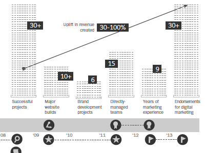 Experience graph bar chart data graph icons infographic numbers resume timeline years