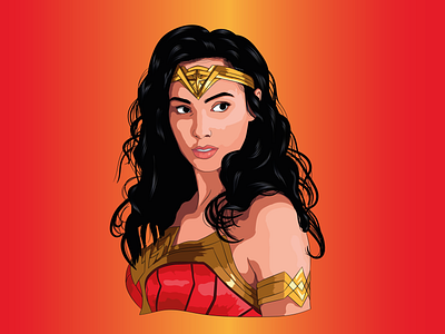 Wonder Woman gal gadot illustration marvel pop art portrait art vector vector art