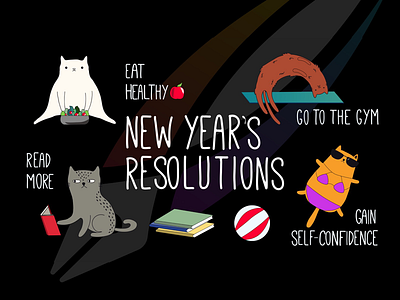 Vectornator New Year’s Resolutions cat design flat design graphic design illustration