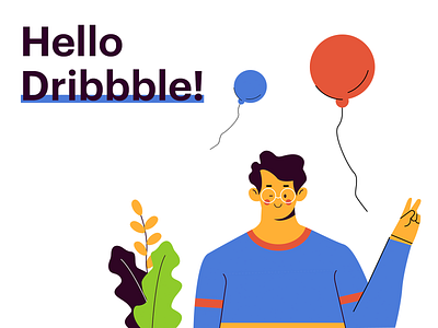 Debut Illustration balloons character colorful design happiness illustration peaceful sketch style vector