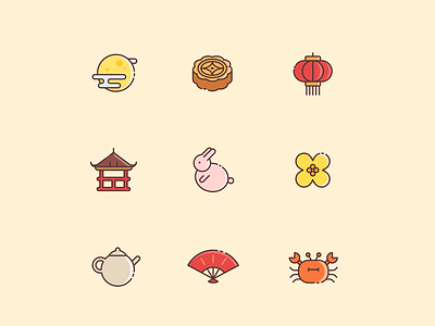 Chinese mid-autumn festival icons