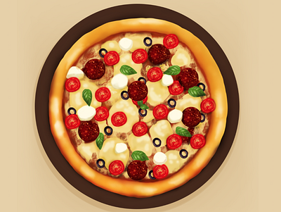 Pizza abstract cake clean color concept creative design drawing illustration pizza vector