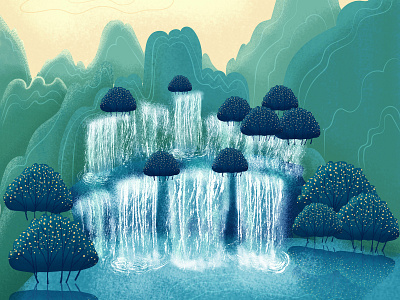 Nature abstract art blue clean color concept creative digital drawing dribbble nature news tree of life water waterpark