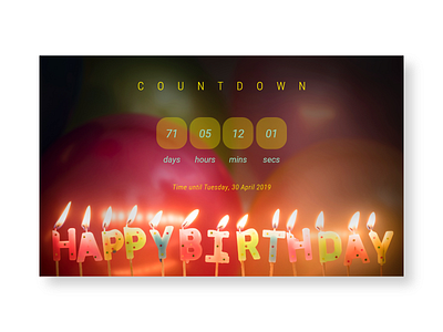 DailyUI #014 Countdown Timer adobe xd birthday countdown countdown timer daily 100 challenge dailyui design dribbble ui