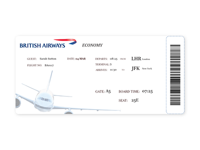 DailyUI #024 Boarding Pass