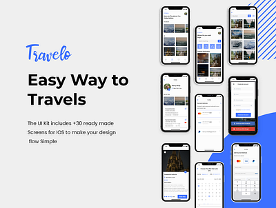 Travelo – Travel App UI Kit adobe xd app design free ui kits minimal travel agency travel app travel app design ui ui design ui kits uiux ux web kit