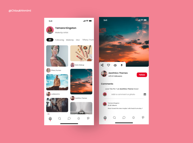 Redesign of Pinterest mobile app by hmimi chioukh on Dribbble