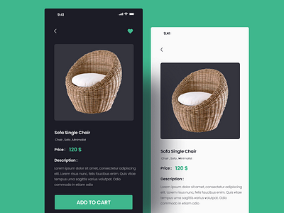 E-commerce App Ui design chair design ecommerce figma flat furniture green minimal ui ui kits ux