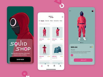 Design concept of online store Squid Game app design interface prototype ui ux