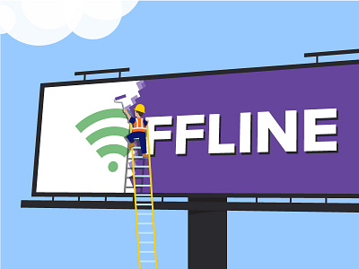 The Web is Moving Offline billboard construction illustration javascript offline painting progressive service workers web web apps wifi