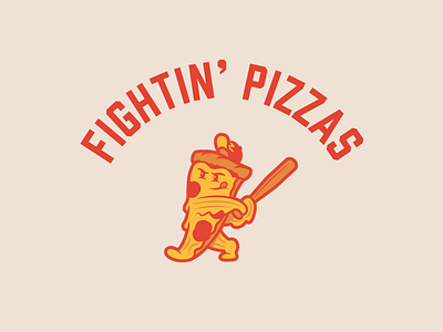 Zume Fightin Pizzas baseball bat fightin mascot pizza slice softball sports swinging zume