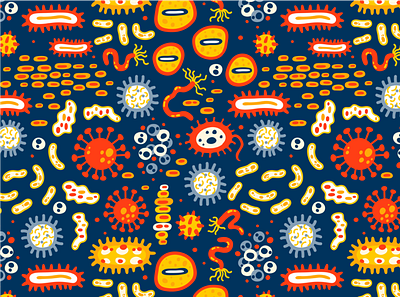 BACTERIUMS patterns bacteria cartoon design illustration pattern seamless pattern vector virus