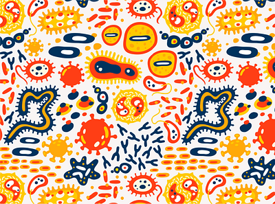 BACTERIUMS pattern bacterium cartoon design illustration microbes pattern printdesign seamless pattern vector virus
