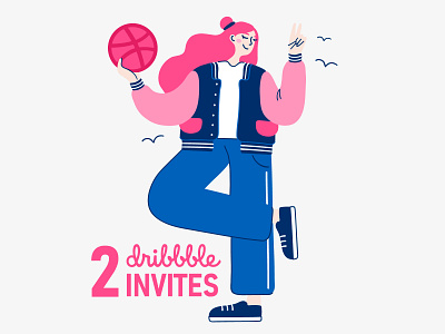 Dribbble Invites 2d basketball character design dribbble dribbble invitation giveaway illustration invite minimal vector