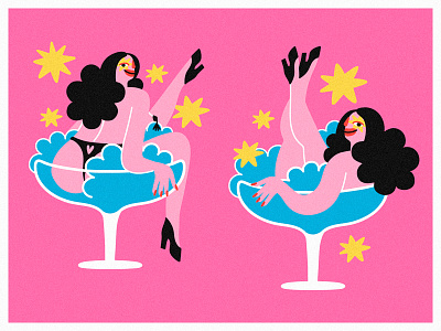 la divas 💫 burlesque cabaret cartoon character colors design digital girl glass illustration legs minimal pink sexy vector