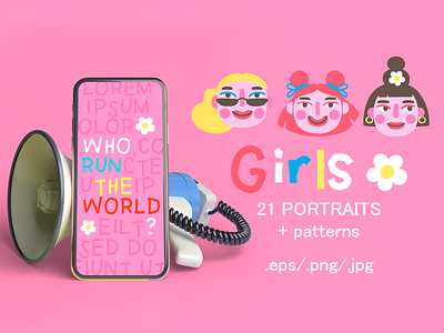 Girls PORTRAITS & patterns set