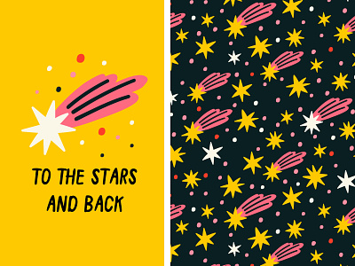 TO THE STARS ⭐ cartoon cute design illustration minimal night pattern printdesign seamless pattern simple sky stars surface pattern vector