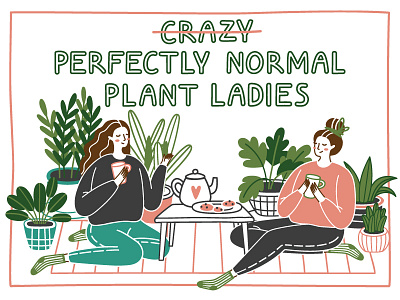 The Plant Ladies cartoon house plants illustration urban jungle vector