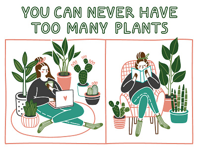 The Plant Ladies cartoon design house plants illustration urban jungle vector